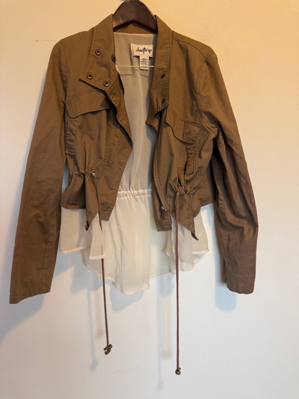 Daytrip Brown Utility Jacket with Chiffon Back